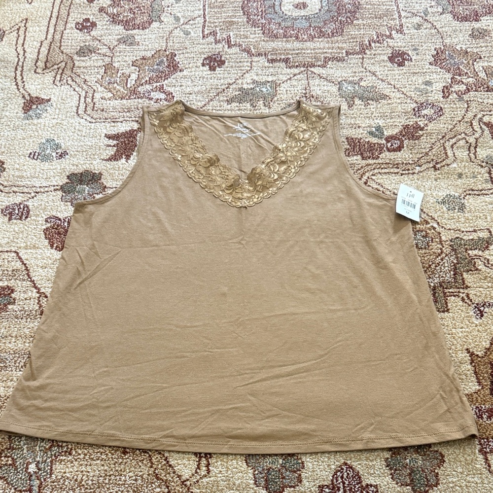 J Jill luxe supima lace trimmed tank m